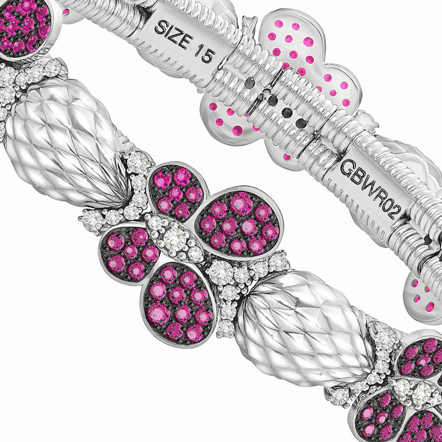 White Gold Butterflies Bracelet With Ruby