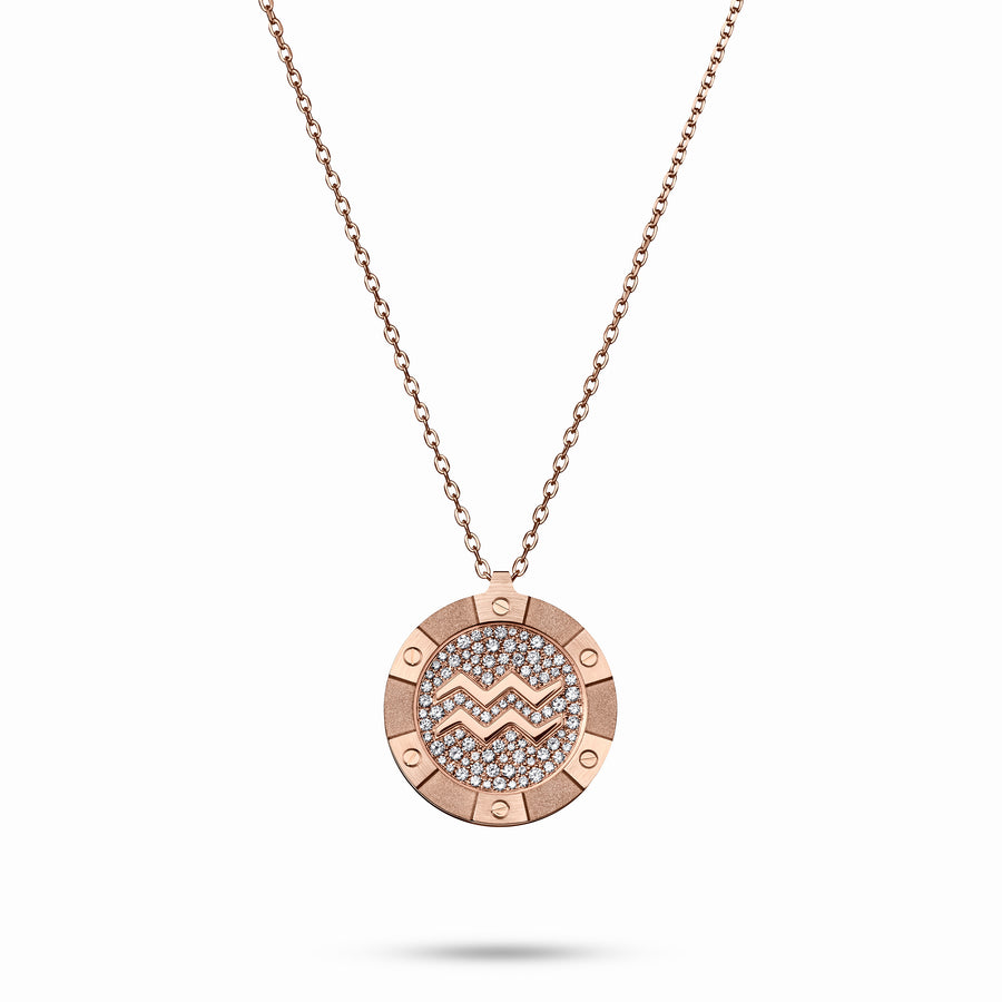 Rose Gold Target Zodiac Pendant With Diamonds