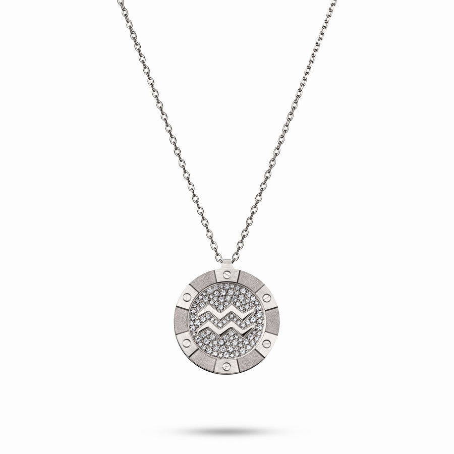 White Gold Target Zodiac Pendant With Diamonds