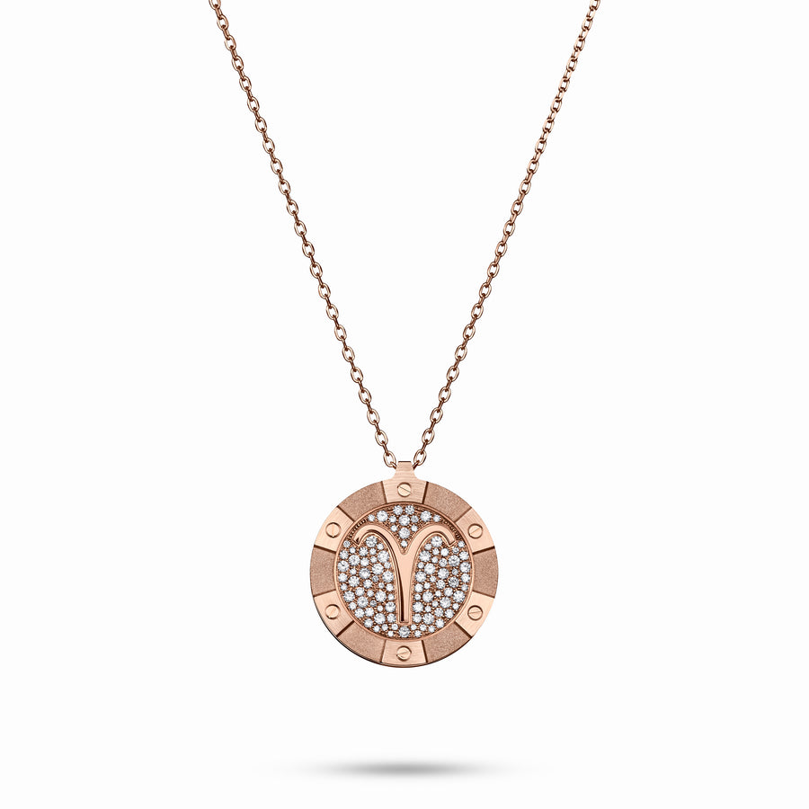 Rose Gold Target Zodiac Pendant With Diamonds