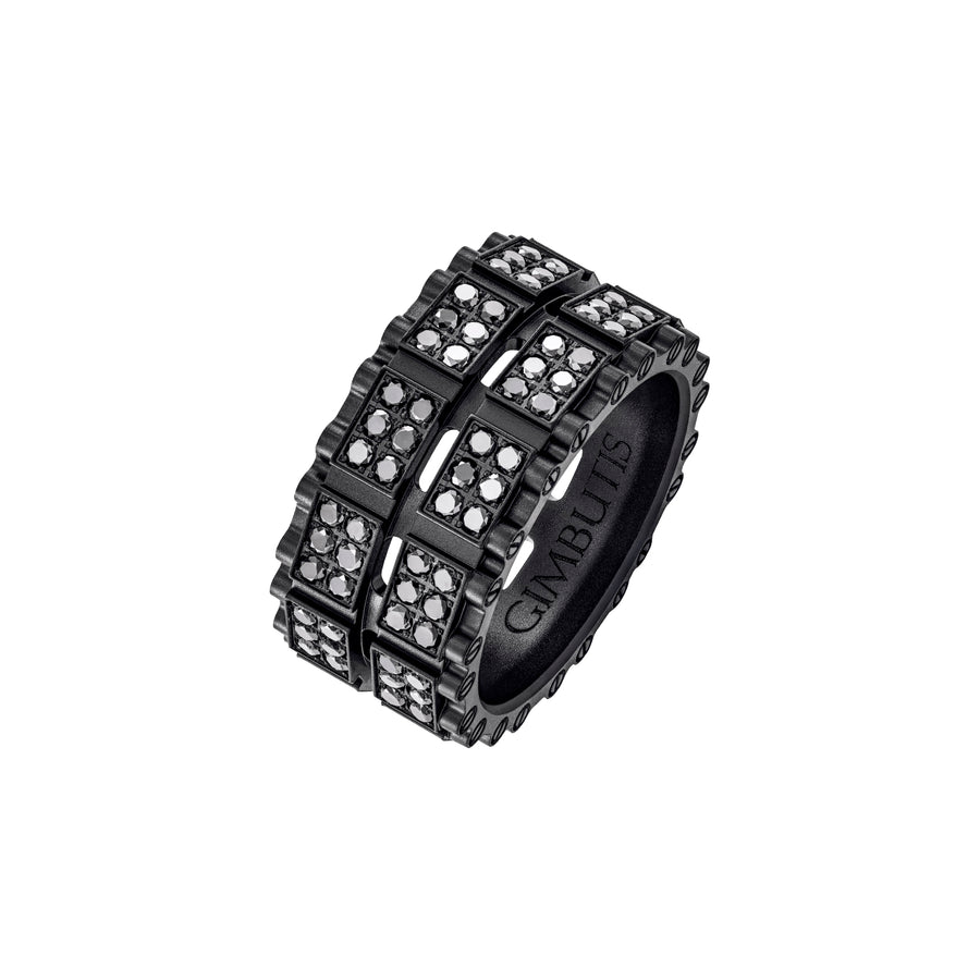 Black Titanium Full Pave Black Diamond Ring