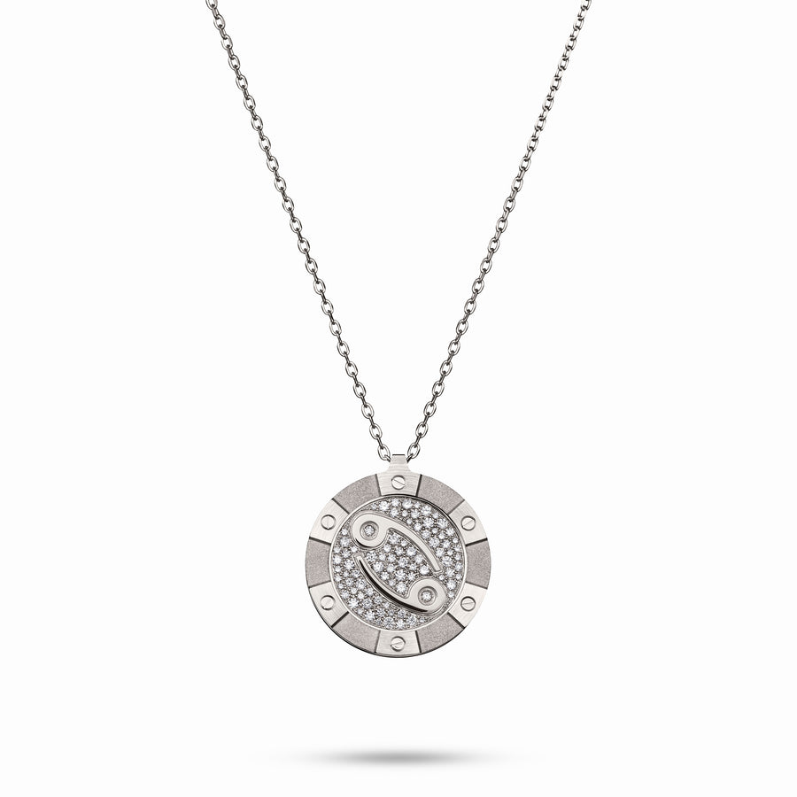 White Gold Target Zodiac Pendant With Diamonds