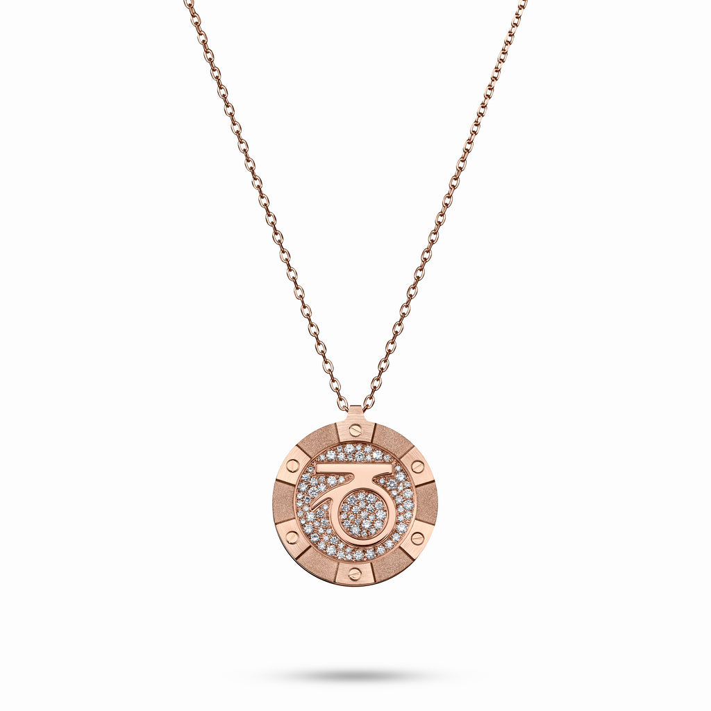 Rose Gold Target Zodiac Pendant With Diamonds