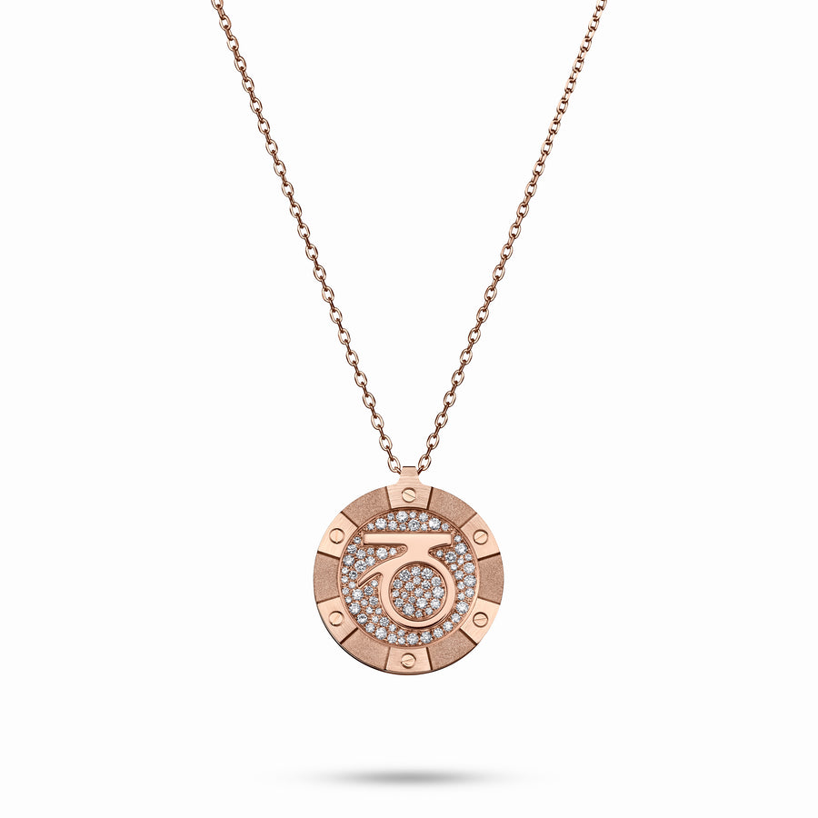 Rose Gold Target Zodiac Pendant With Diamonds