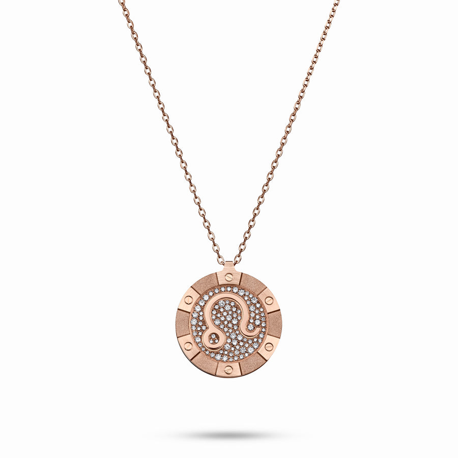 Rose Gold Target Zodiac Pendant With Diamonds