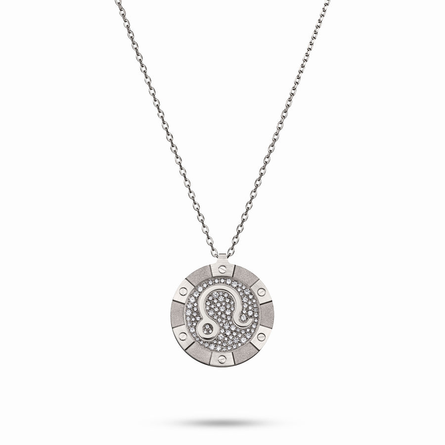 White Gold Target Zodiac Pendant With Diamonds