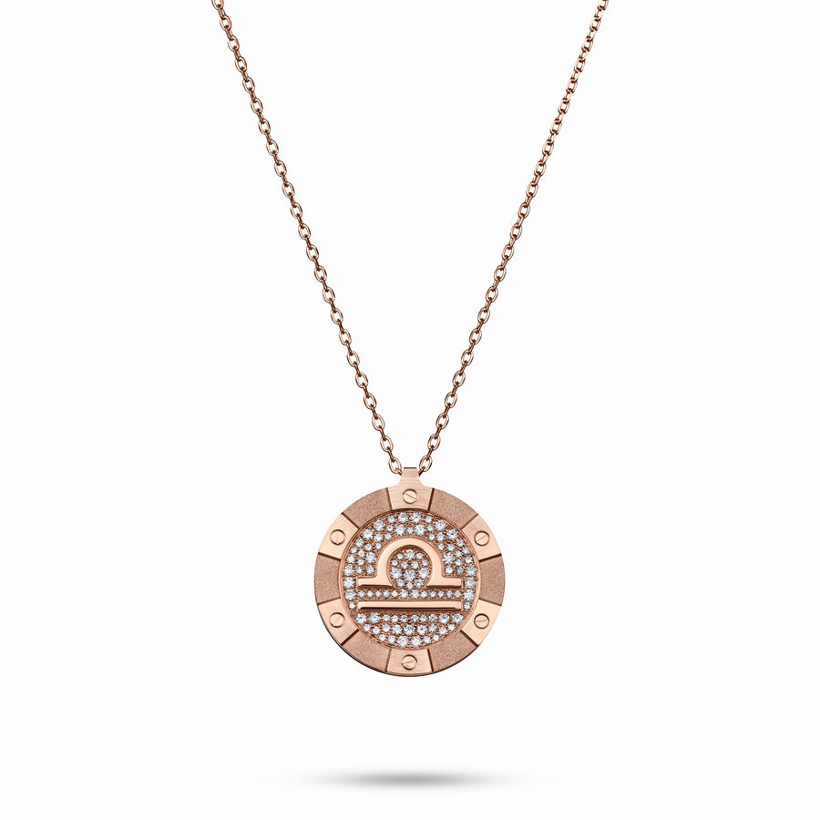 Rose Gold Target Zodiac Pendant With Diamonds