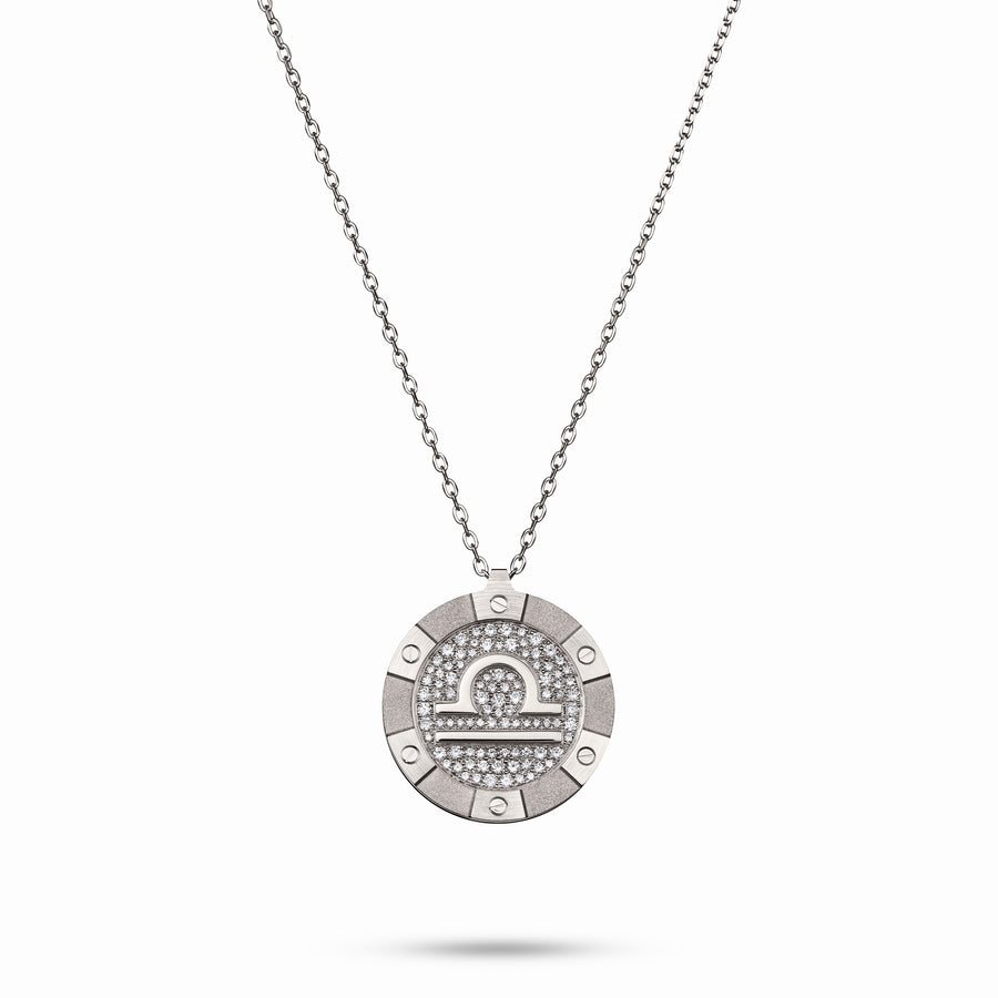 White Gold Target Zodiac Pendant With Diamonds