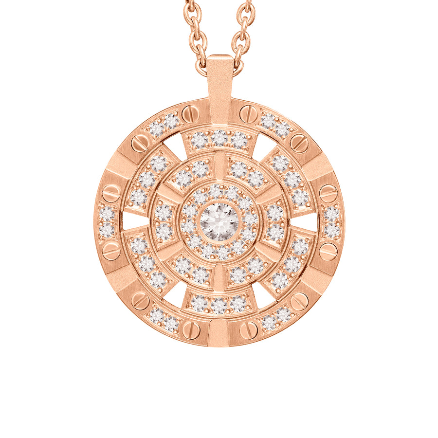 Rose Gold Big Target Pendant With Diamonds