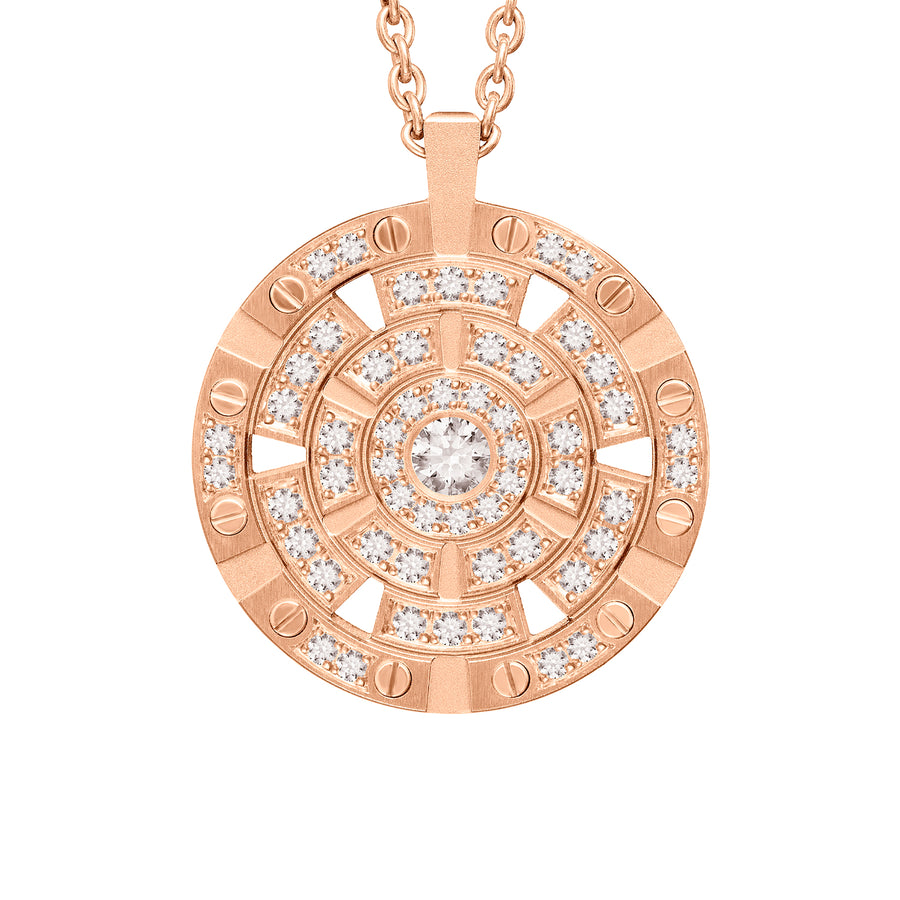 Rose Gold Big Target Pendant With Diamonds