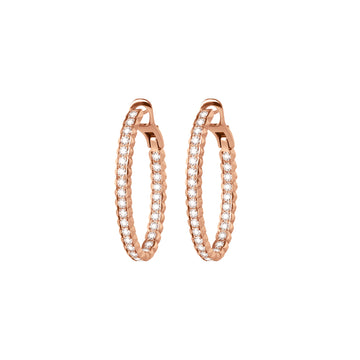 Small Rose Gold Pinecone Hoops With Diamonds