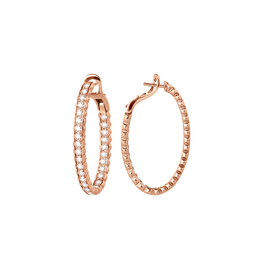 Small Rose Gold Pinecone Hoops With Diamonds