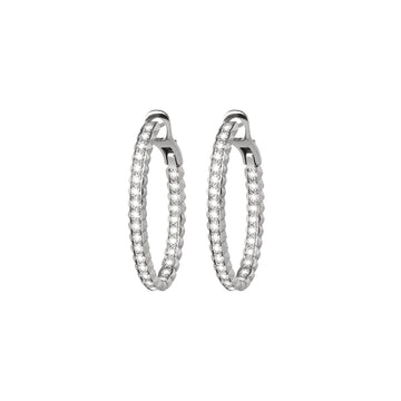 Small White Gold Pinecone Hoops With Diamonds