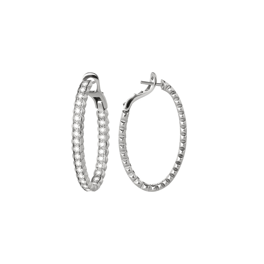 Small White Gold Pinecone Hoops With Diamonds
