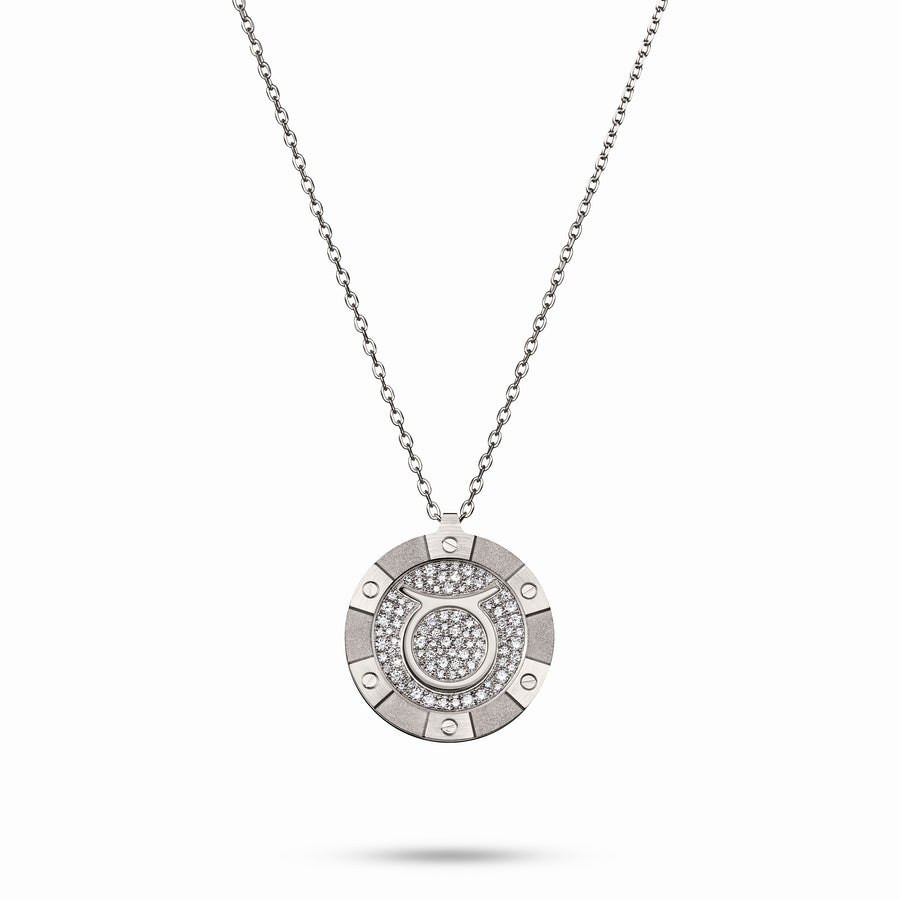 White Gold Target Zodiac Pendant With Diamonds
