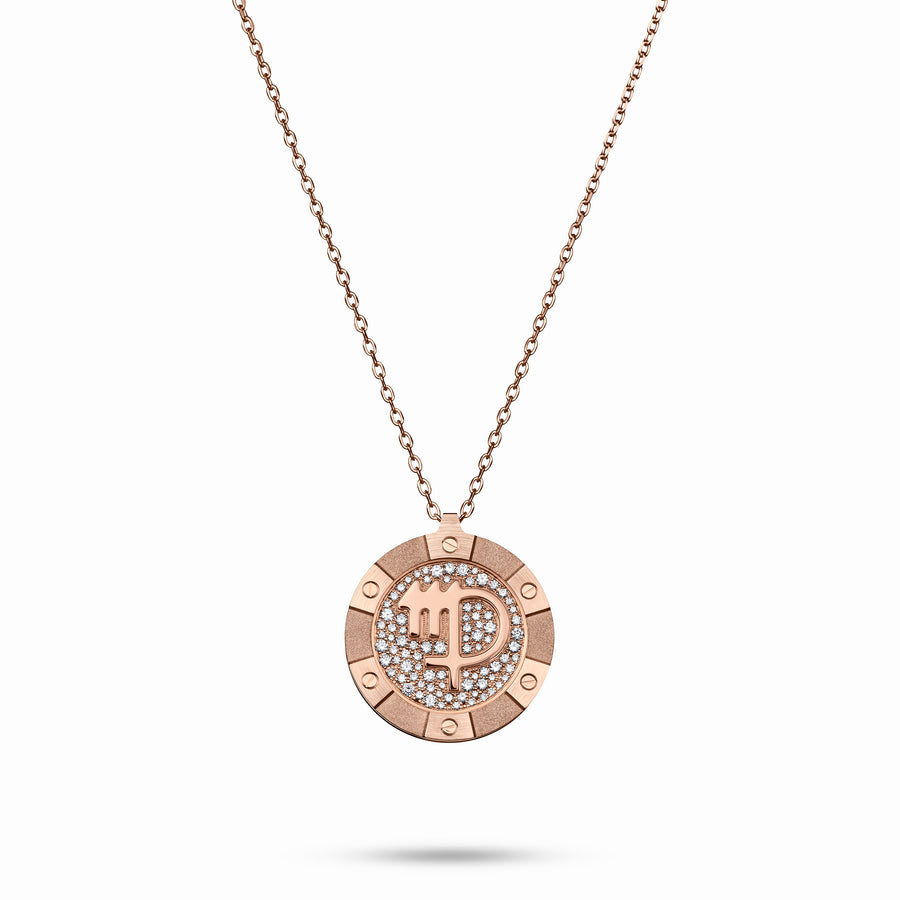 Rose Gold Target Zodiac Pendant With Diamonds