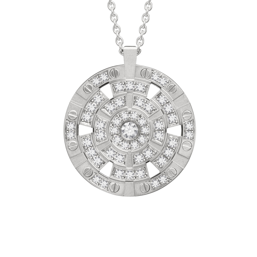 White Gold Small Target Pendant With Diamonds
