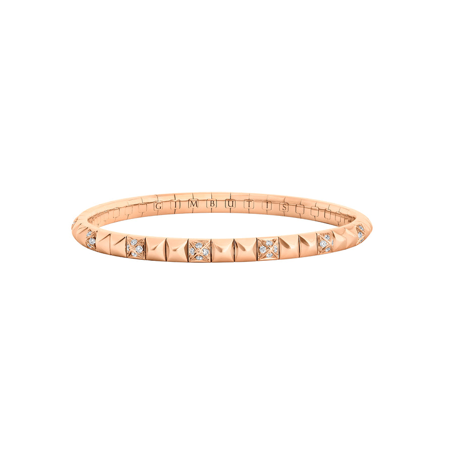 Rose Gold Semi Pave Spike Bracelet With Diamonds