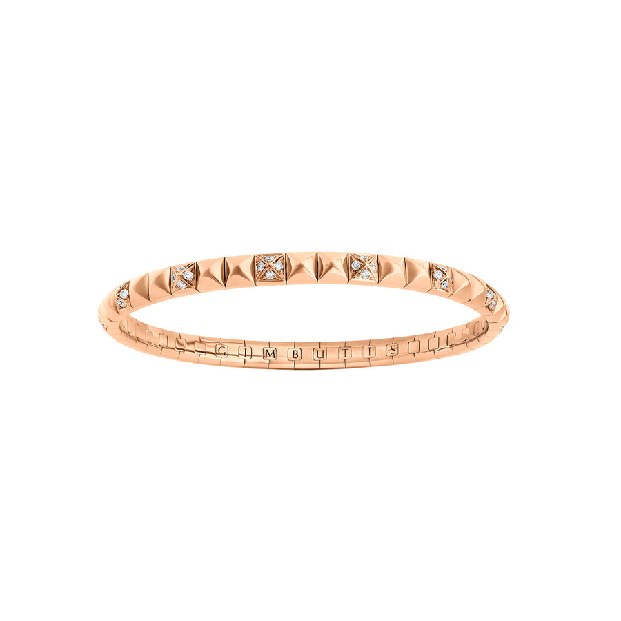 Rose Gold Semi Pave Spike Bracelet With Diamonds