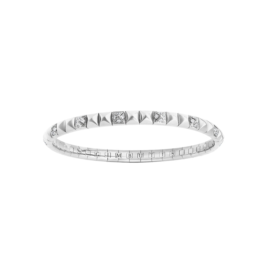 White Gold Semi Pave Spike Bracelet With Diamonds