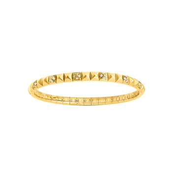Yellow Gold Semi Pave Spike Bracelet With Diamonds