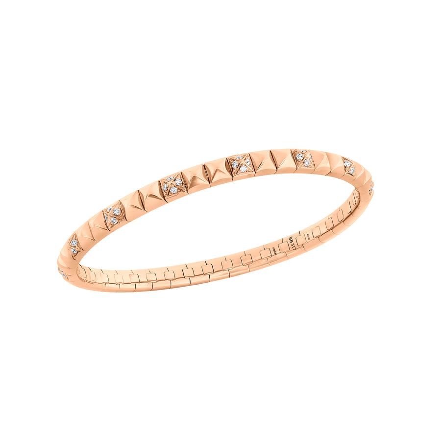 Rose Gold Semi Pave Spike Bracelet With Diamonds