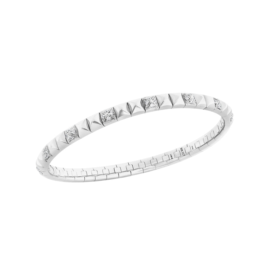 White Gold Semi Pave Spike Bracelet With Diamonds