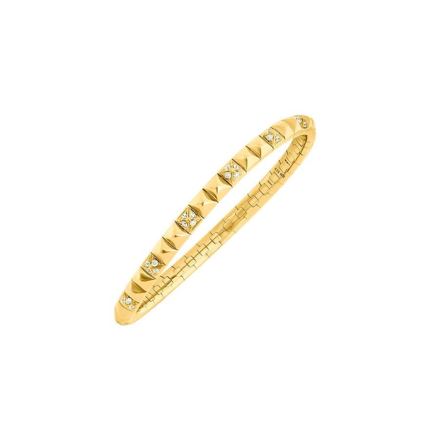 Yellow Gold Semi Pave Spike Bracelet With Diamonds