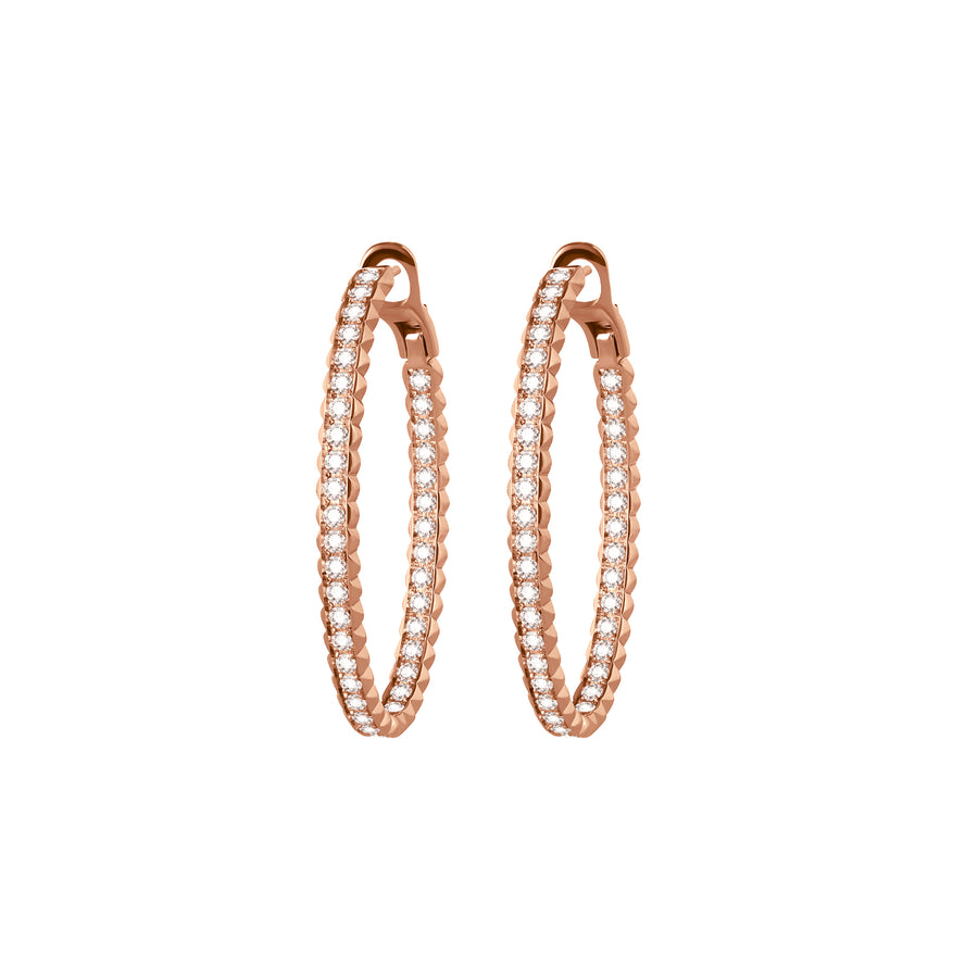 Large Rose Gold Pinecone Hoops With Diamonds