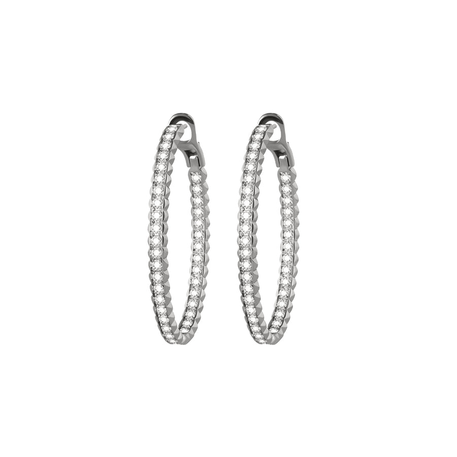 Large White Gold Pinecone Hoops With Diamonds