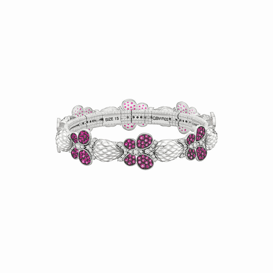 White Gold Butterflies Bracelet With Ruby