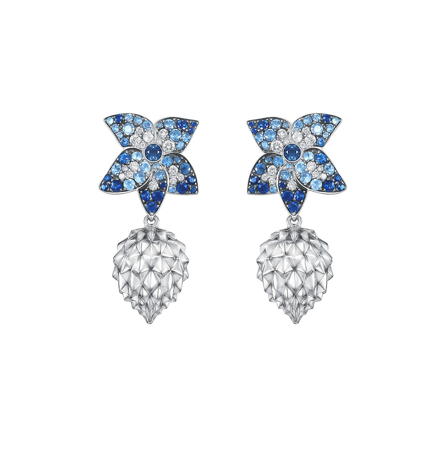 Pinecone Sapphire Flower Earrings
