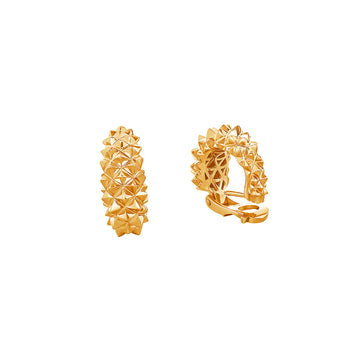 Yellow Gold Pinecone Creole Earrings