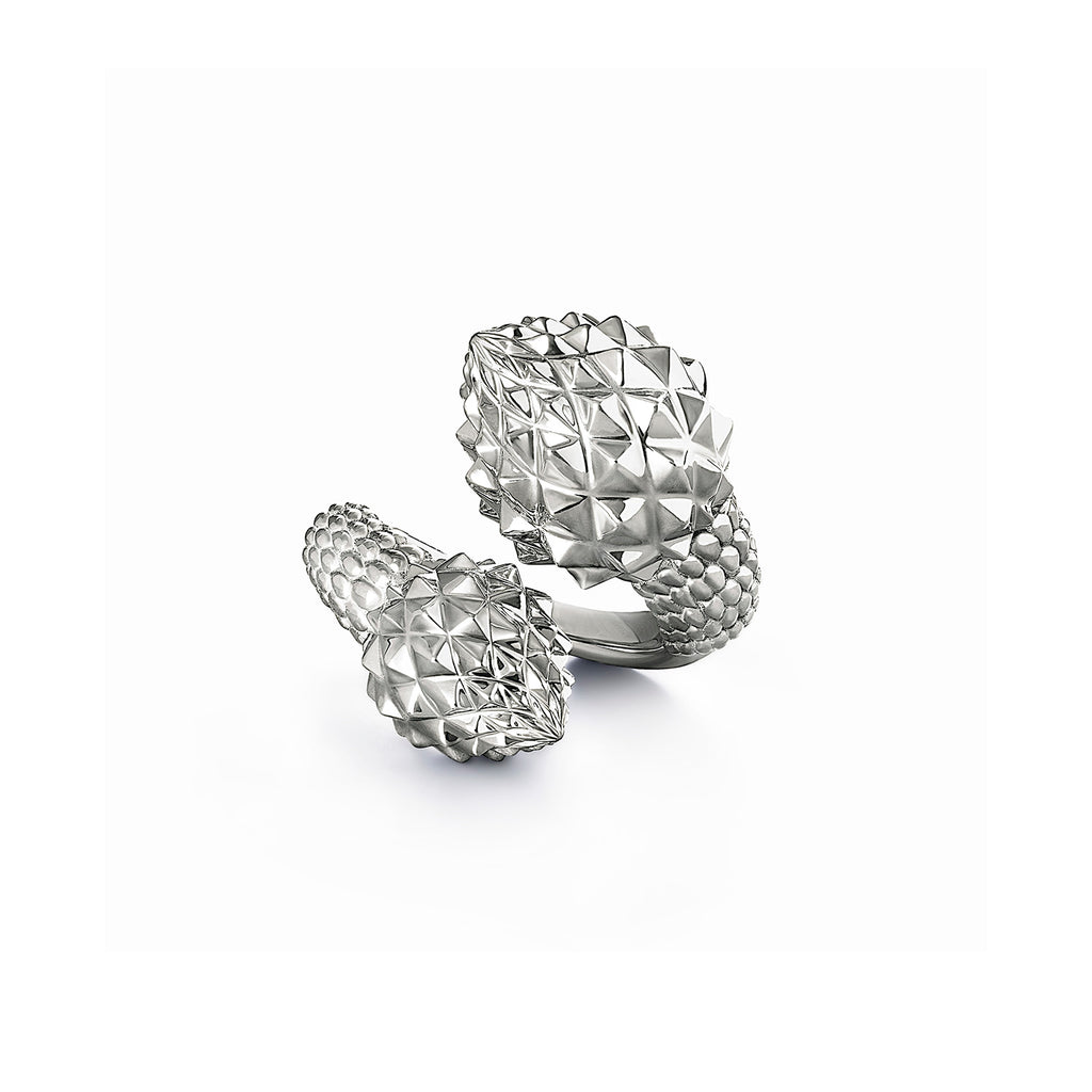 Classic Pinecone White Gold Big Ring