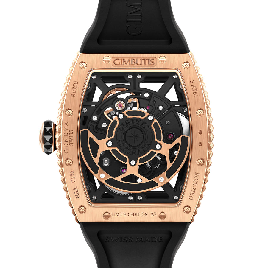Avantgarde Pinecone Skeleton Rose Gold With Diamonds Watch