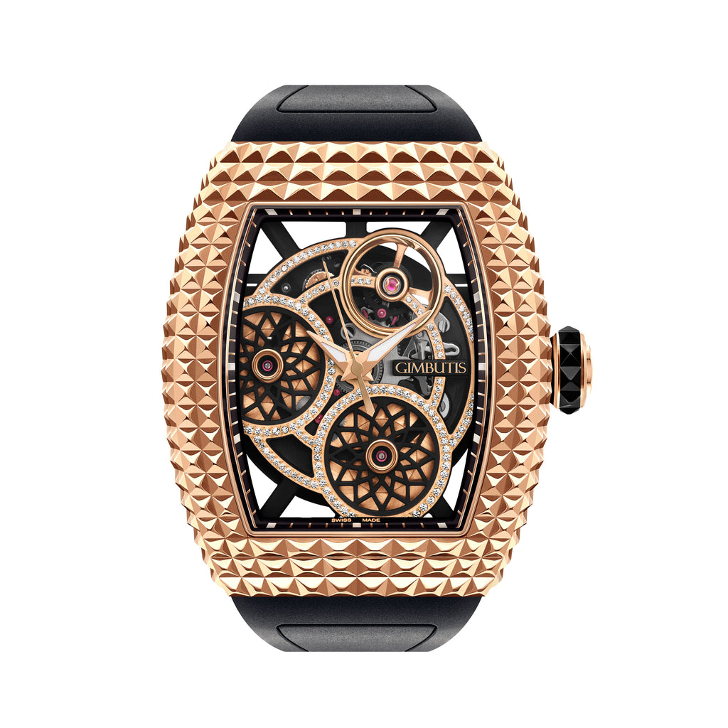 Avantgarde Pinecone Skeleton Rose Gold With Diamonds Watch