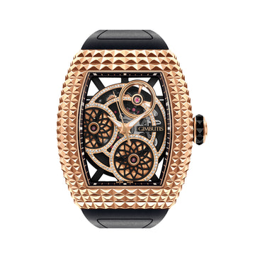 Avantgarde Pinecone Skeleton Rose Gold With Diamonds Watch